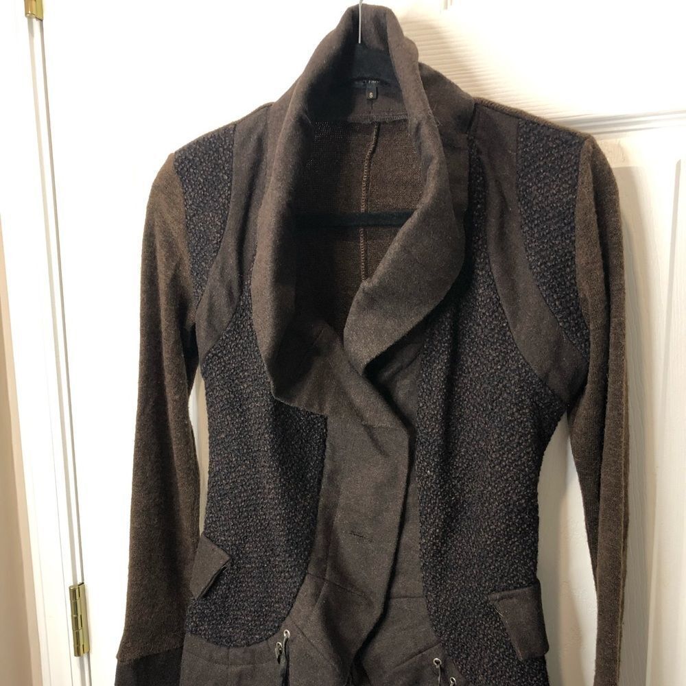 Lucy Paris brown long sleeve wool blend button front jacket, size small - Picture 2 of 14